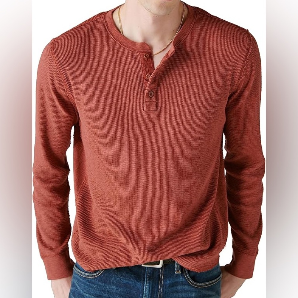 Gap Waffle Rust Red Cotton Long sleeve Henley XS